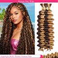 Highlight Boho Braids Human Hair Bulk Braiding Hair Deep Wave Human Hair P4/27 Remy Bulk Hair No Weft Bundle For Braiding
