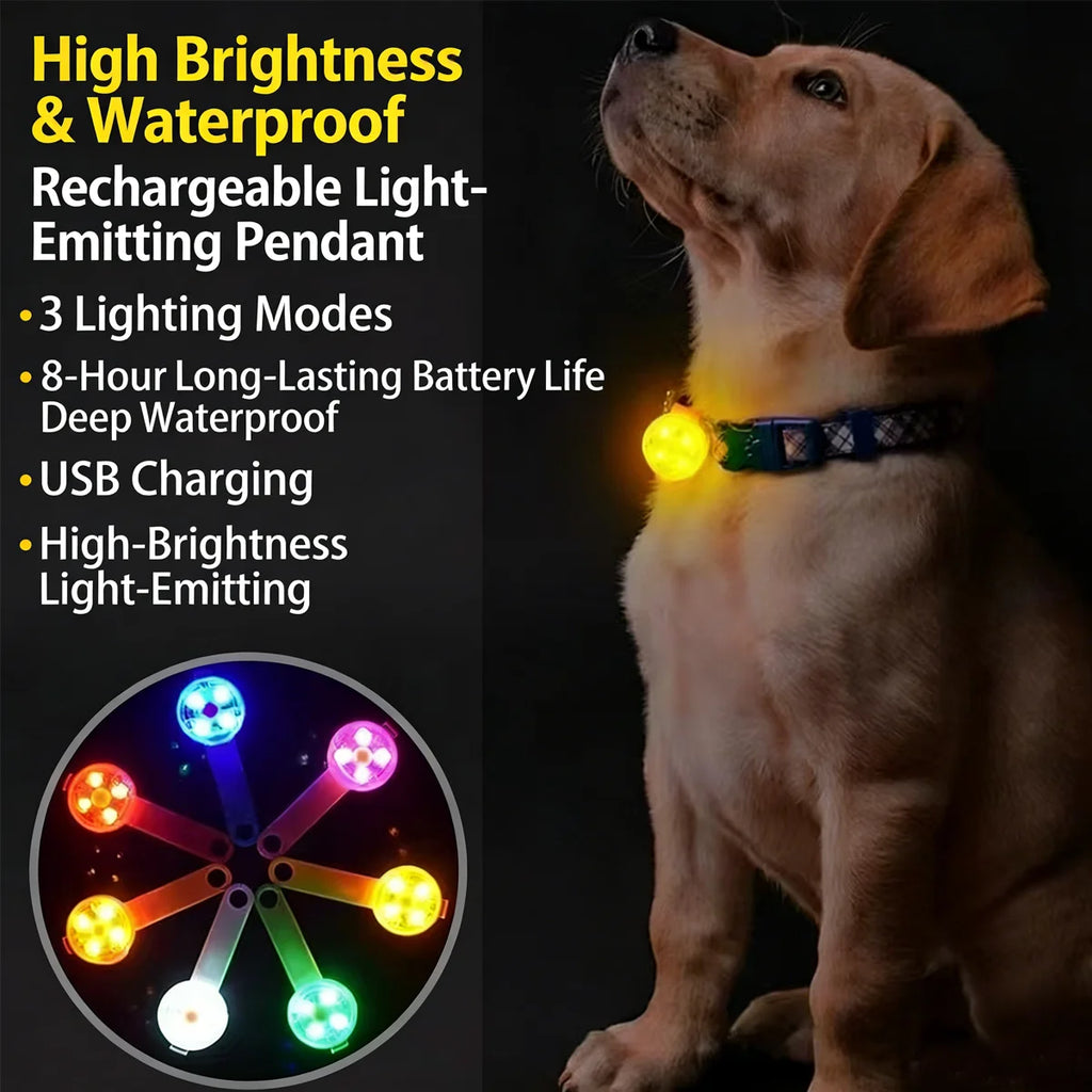 Dog Collar LED Light (USB Rechargeable) Waterproof Flashing Pendant Suitable For Night-time Dog Walking To Prevent Loss Alert