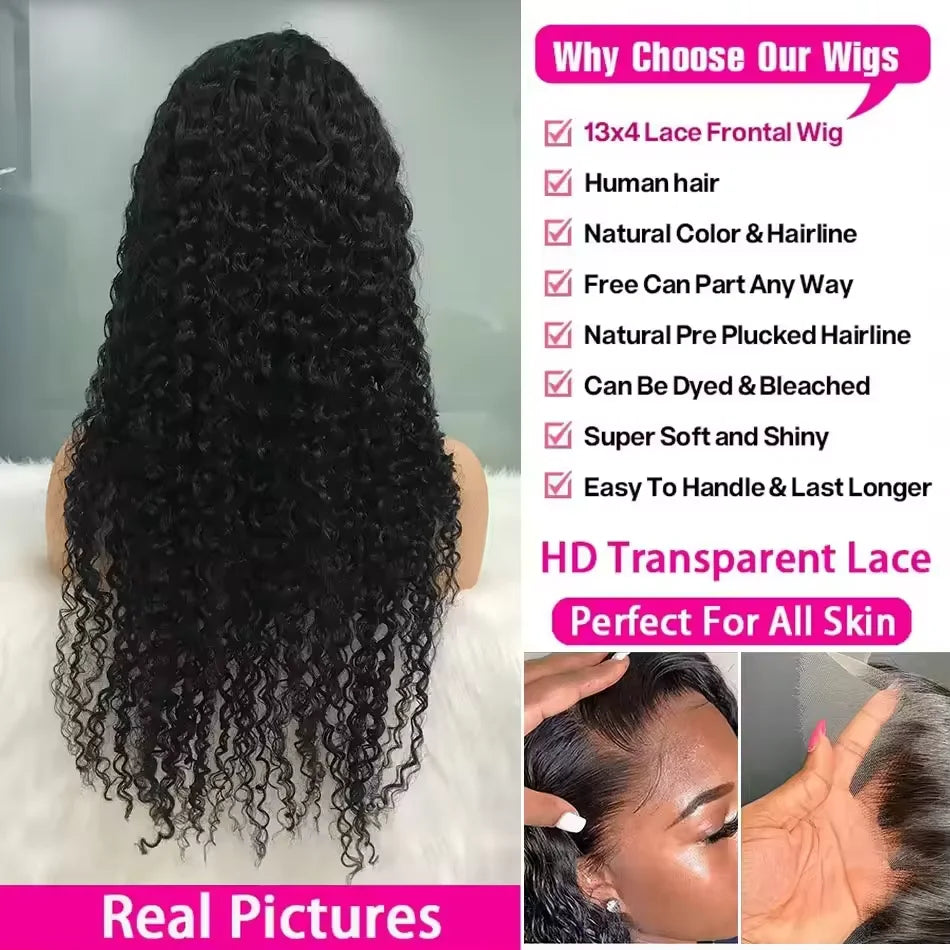 13x4 Hd Lace Frontal Wig Loose Deep Wave Curly Human Hair 100% Preplucked 13x6 Water Wave Front Wigs For Black Women Brazilian