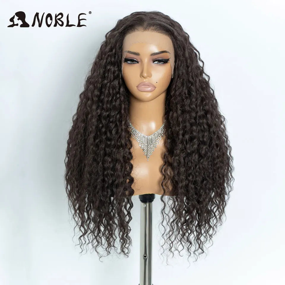 Noble 13x6 Lace Front Wig Synthetic 26 Inch Long Curly ombre blonde Wigs For Women Ombre Lace Front Wig Synthetic Lace Front Wig