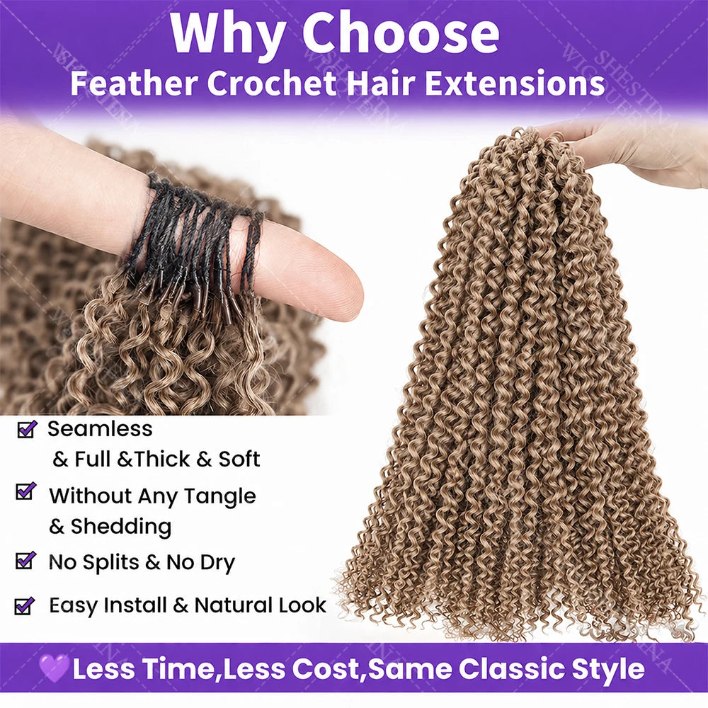 Curly Feather Miracle Knots Crochet Braid Human Hair #27 Blonde Knotless Small Spirals Curly Crochet Hair Extensions For Braids