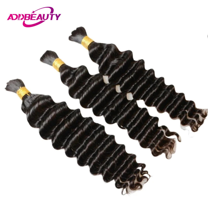 Human Braiding Hair for Boho Braids Deep Wave Bulk Human Boho Hair for Braiding No Weft 100% Real Curly Human Hair Extensions