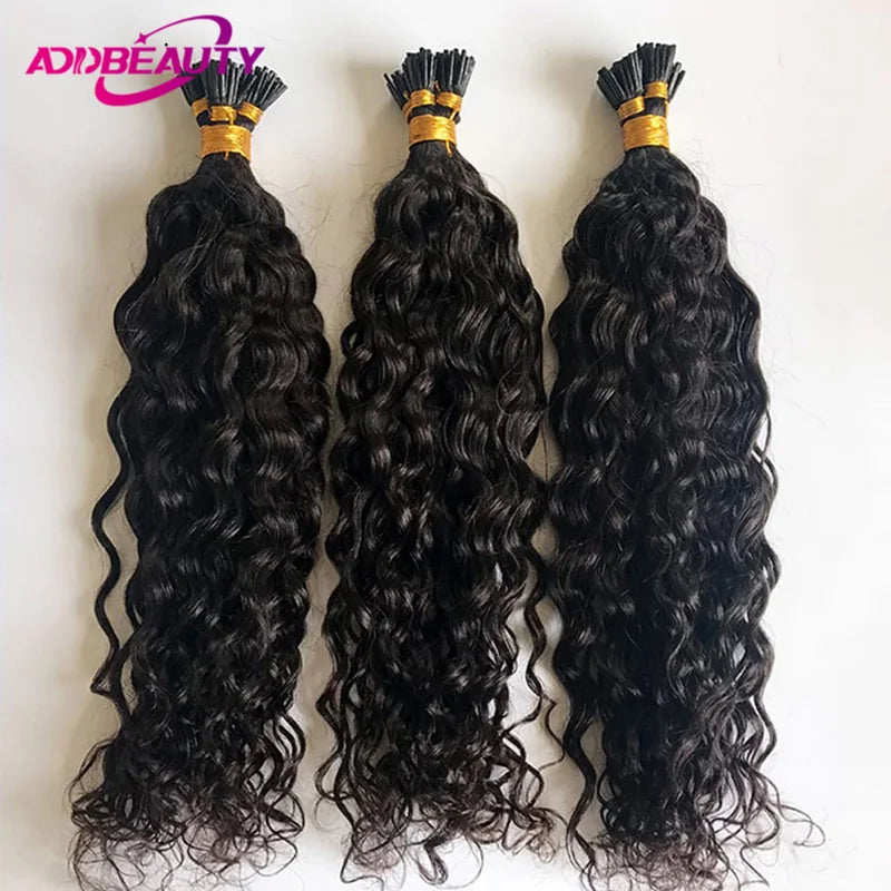 Curly ITIP Hair Extension Human Hair for Women 100% Straight Real Natural Human Hair Extension Wavy Fusion Hair Keratin Capsule