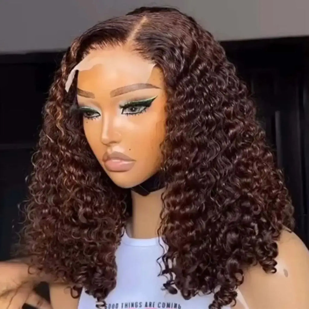 Brown Water Curly Short Bob Wig 13x4 Bob Wigs Vietnamese Deep Wave Human Hair Wig Preplucked For Women 2x6 4x4 Closure Curly Wig