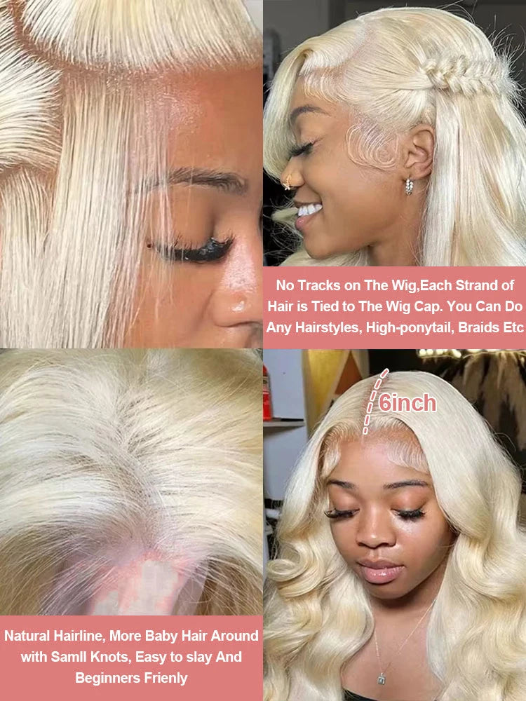 36 40 Inch 613 Honey Blonde Body Wave 250 Density 13x6 HD Lace Front Human Hair Wigs 13x4 HD Lace Frontal Wig for black women