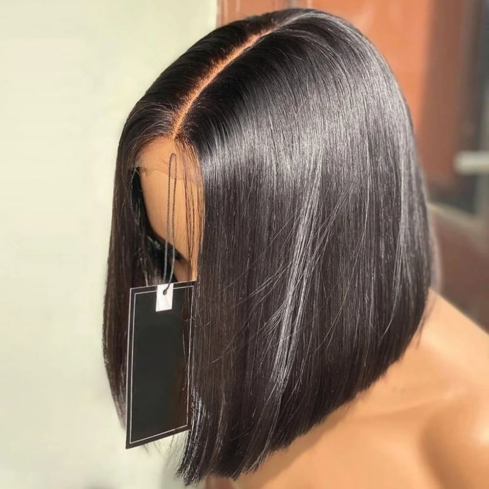 180% 13x4 Lace Frontal Wigs Silky Straight Human Hair Transparent Lace Bob Wigs 4x4 5x5 Lace Closure Wig Human Hair For Women