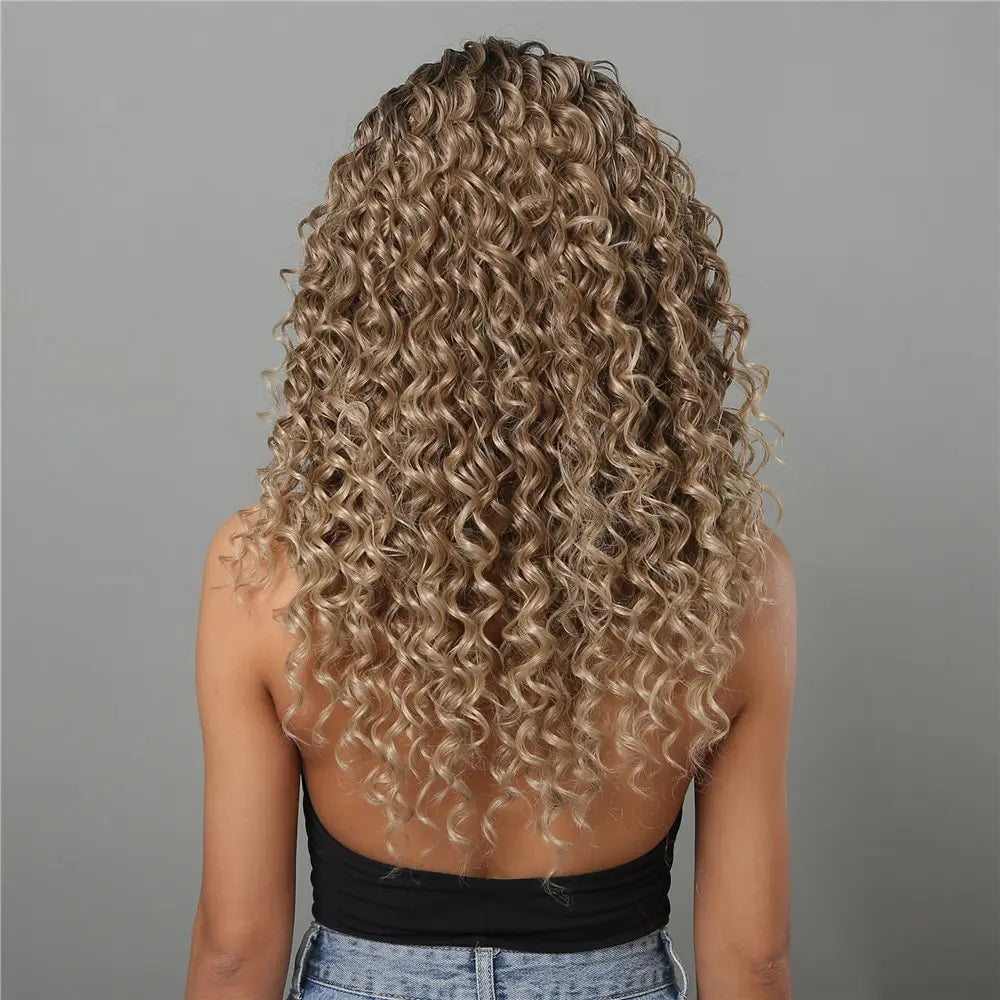 Long Curly Lace Front Wig for Black Women Kinky Deep Wave Lace Frontal Synthetic Wig with Baby Hair Afro Heat Resistant