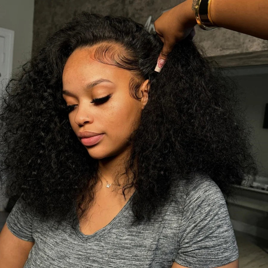 200% Short Curly Bob Wig 16 Inch Lace Frontal Wig Human Hair Deep Curly 13x4 HD Transparent Lace Frontal Wigs Pre Plucked