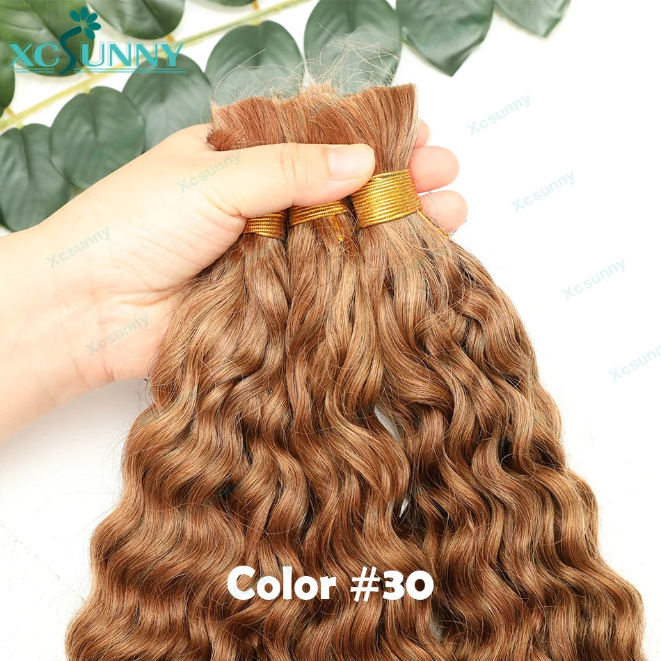 Boho Braids Human Hair Extensions Bundles Bulk Human Hair For Braiding Curly Loose Deep Color 4 27 30 Double Drawn Wholesale