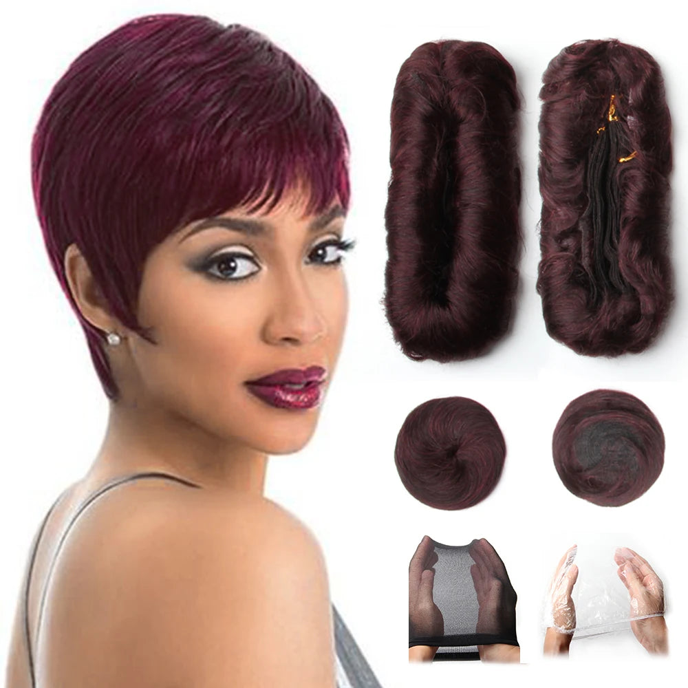 28pcs/Lot Human Hair Extensions Indian Raw Human Hair Bundles with Closures 1B 99J 30 4 Colored Bundles for Women