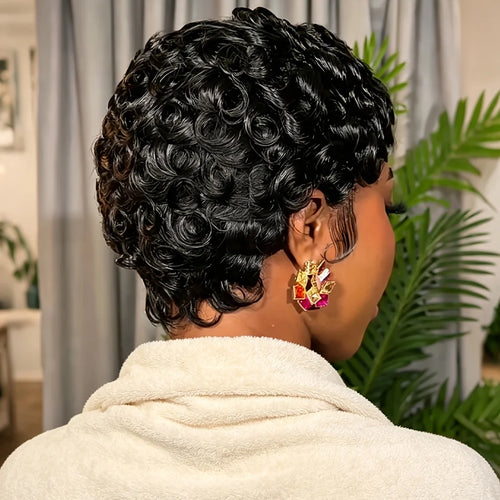 13x4 Lace Front Curly Human Hair Wig 6 Inch 180% Density Short Bob Hair Wigs For Women