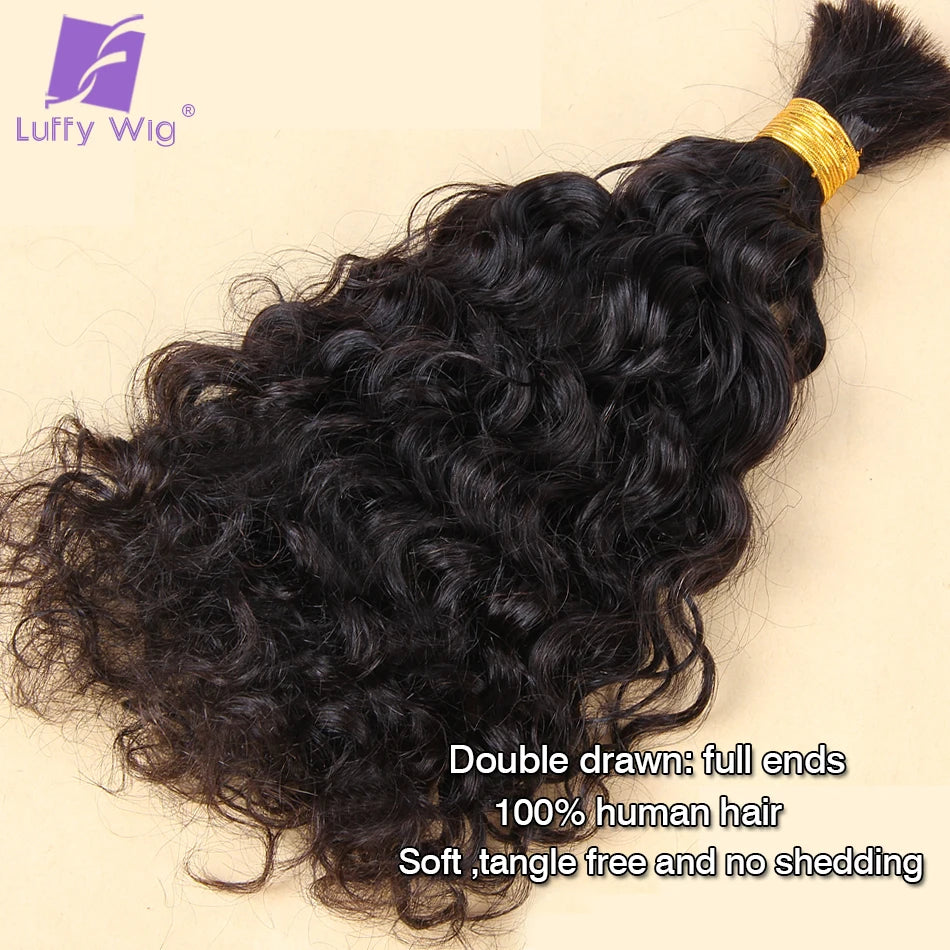 Human Hair Bulk for Braiding Water Wave Double Drawn Full End Brazilian Curly Bulk Hair Bundles No Weft for Boho Knotless Braids