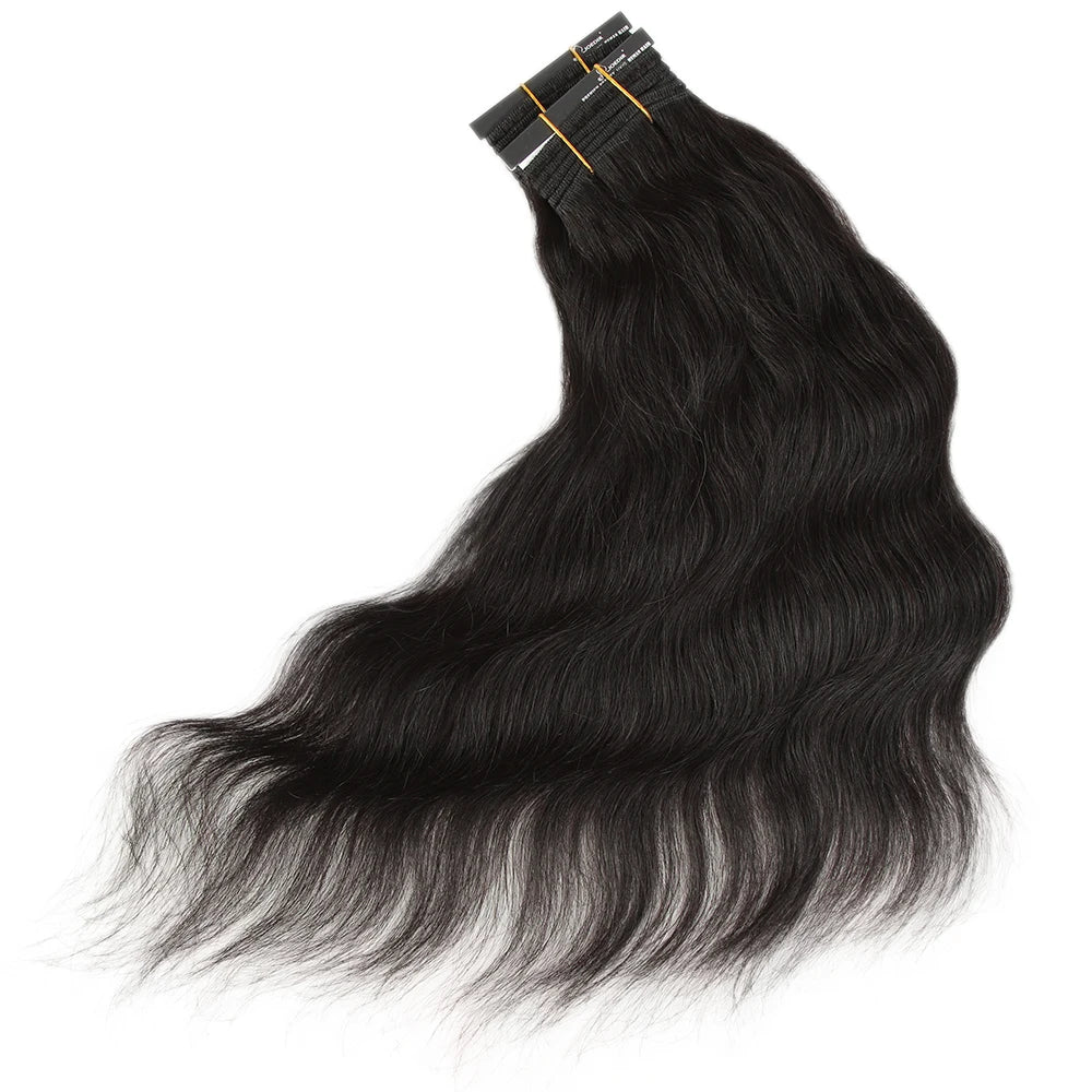 Sleek Human Hair Bundles For Women 100% Unprocessed Human Hair Wavy Doule Drawn Bundles Weave Extensions Singles Bundles