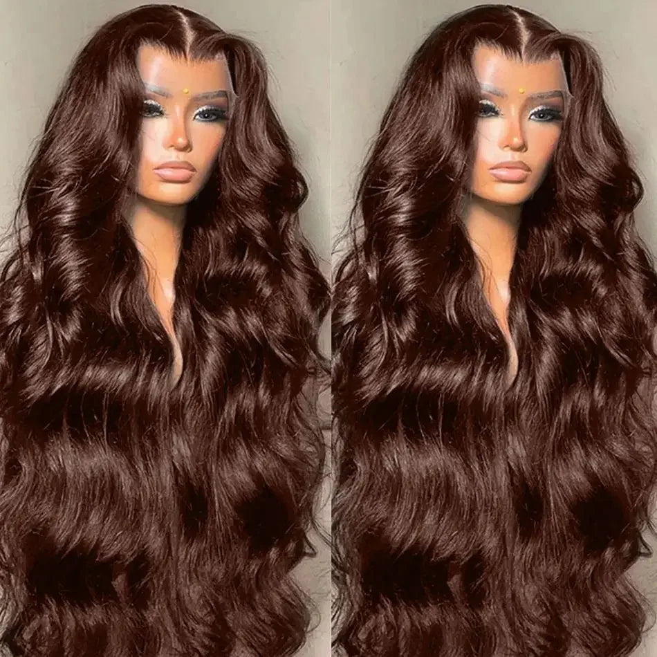 Chocolate Brown HD 13x6 Lace Frontal Wigs Body Wave 13x4 Lace Front Wig Brazilian For Women Remy Human Hair Wig Pre Plucked