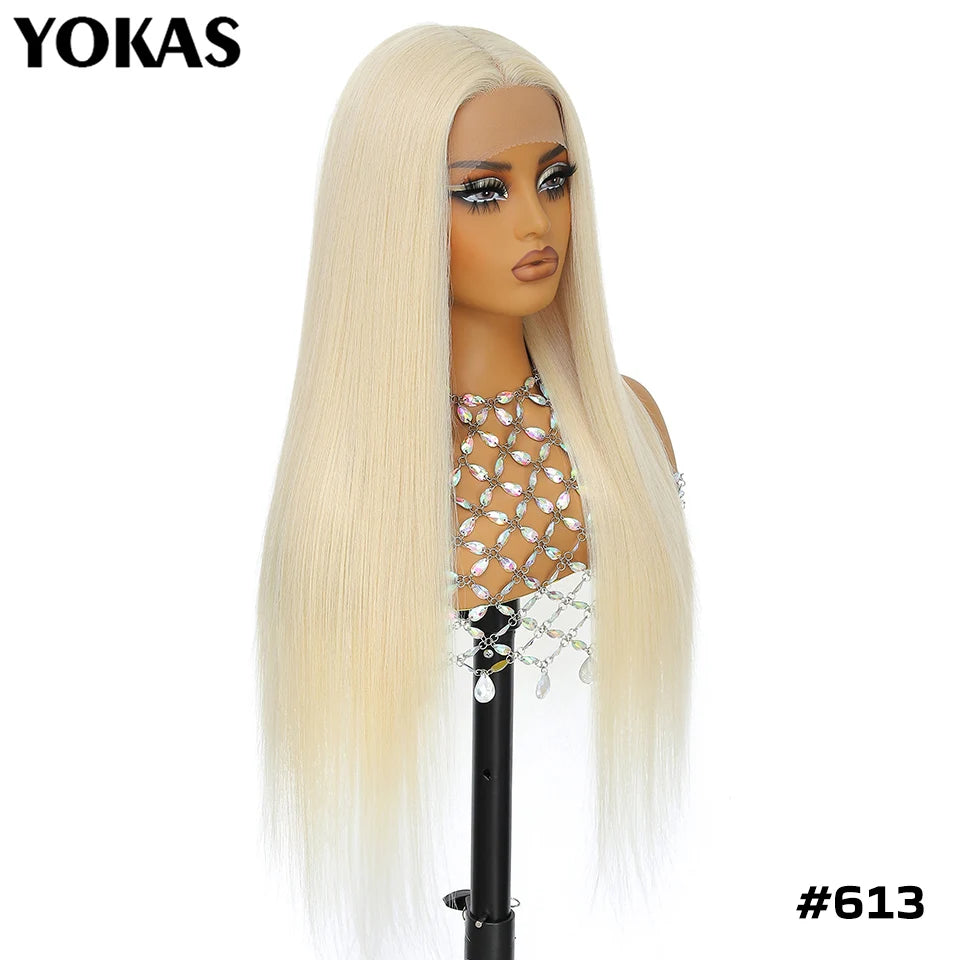 Lace Front Wig 30 Inch Synthetic Straight T Part Lace Wig For African Women High Temperature Fiber Pink Blonde HD Lace Women Wig
