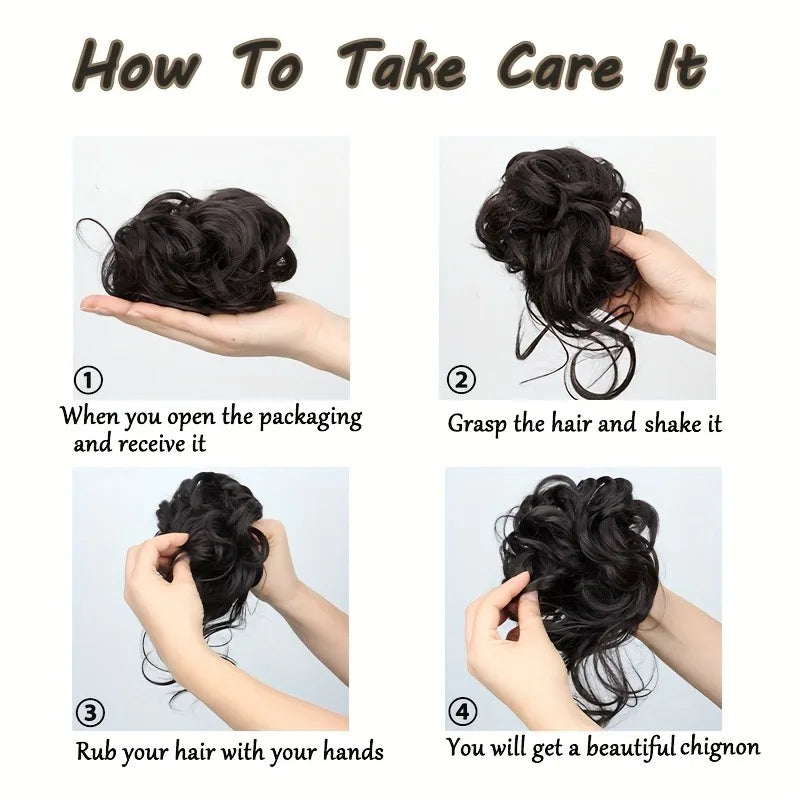 Synthetic Curly Hair Bun Women's Wig for Quick Chignon Daily Party & Wedding Hair Easy Styling Hair Accessory