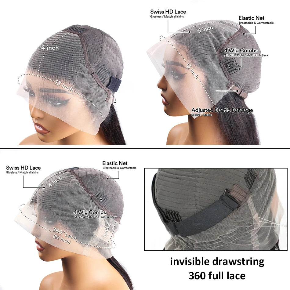 360 Full Lace Wig Human Hair Pre plucked HD Lace Wig 13X4 13x6 Human Hair Wigs Bone Straight Lace Frontal Wig For Women 36 40 in