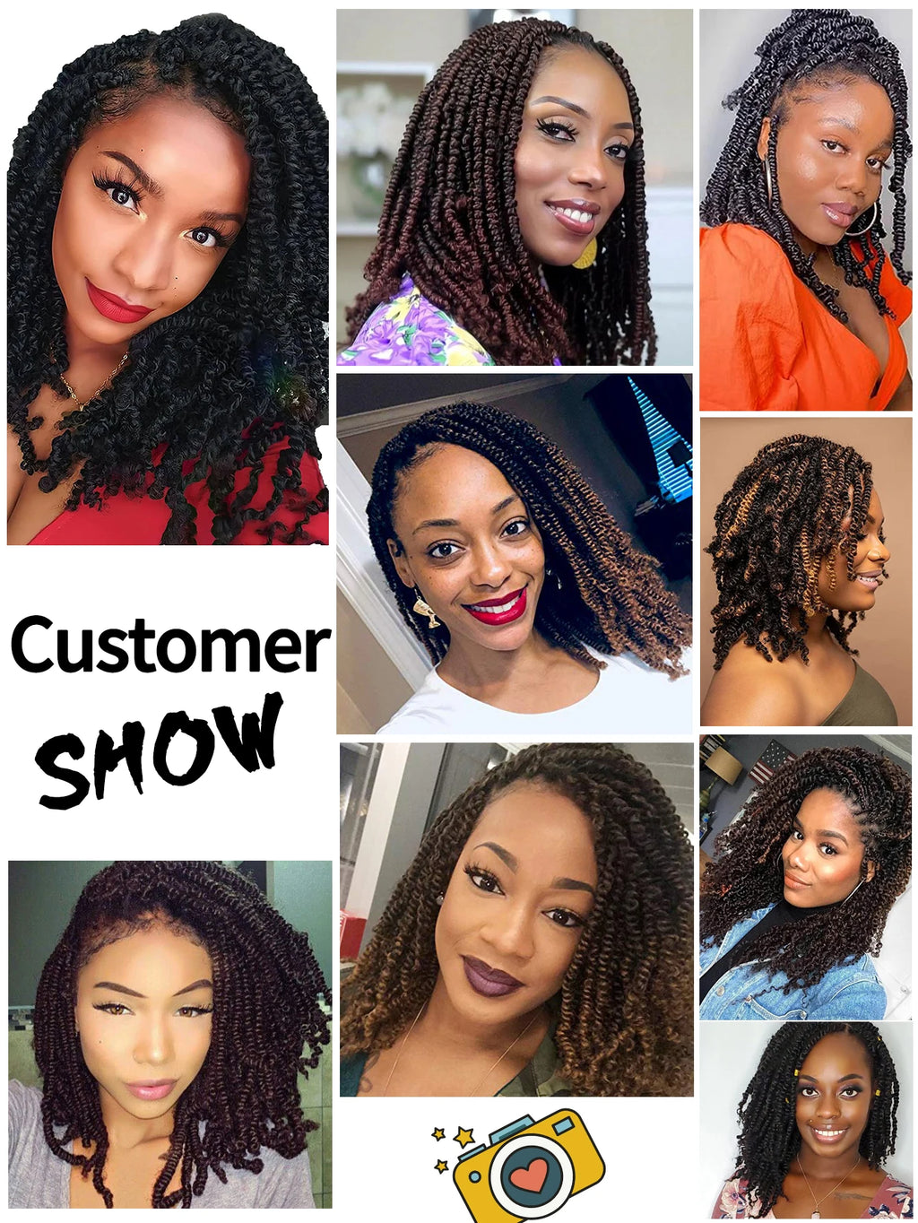 Synthetic Braiding Hair Extensions for Black Women, Spring Twist Hair, Crochet Braids, Ombre Curly Passion, Dreadlocks, 8"