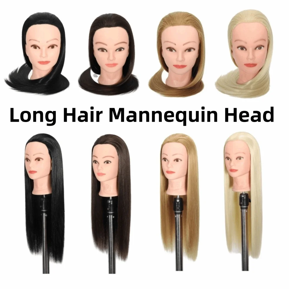Synthetic Adult Manikin Head Creative Straight Long Hair Training Head Head Model Natural Hairstyle Manikin Head Barbershop