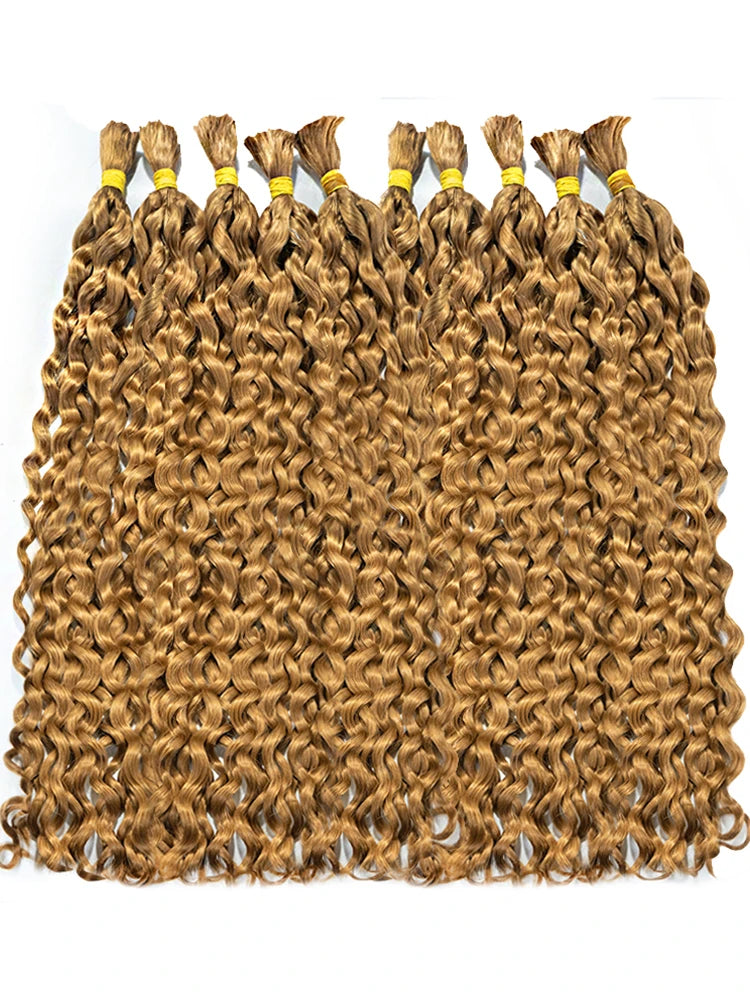 Human Hair Bundles Bulk Hair Curly Water Wave Deep Brown Brazilian Remy Hair For Braiding No Weft Bulk Human Hair Extensions