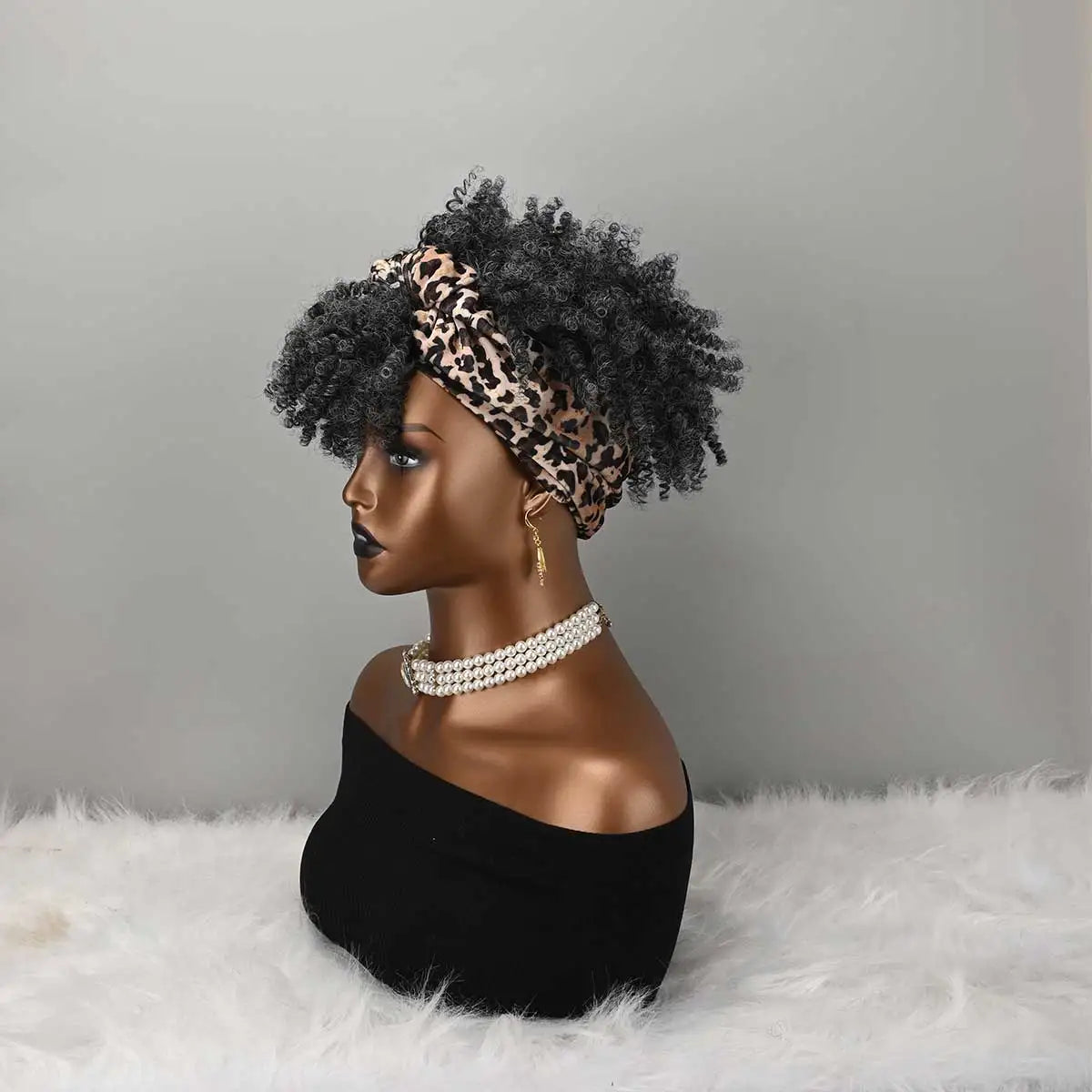Headband Wig Curly Headband Wig With Bangs For Women Synthetic Afro Curly Hair Wig With Headband Attached Wigs