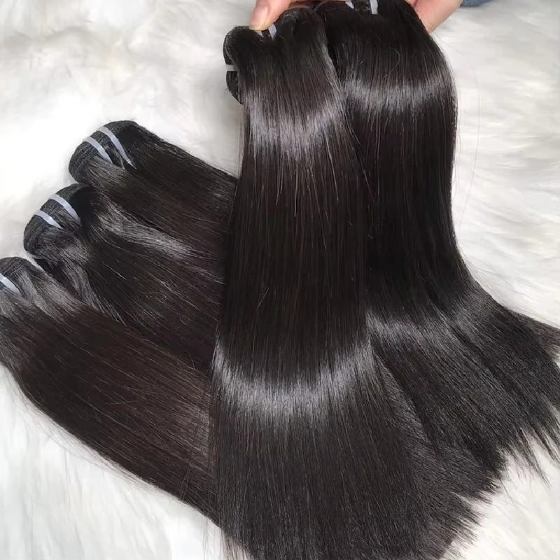 Raw Straight Human Hair Bundles 12A Grade Bone Straight Virgin Human Extensions 100% Original Vietnamese 4C Hair Double Weft