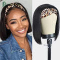 Short Bob Headband Wigs Brazilian Human Hair Wig With Headband  For Women Full Machine Made Straight Bob Human Hair Wigs