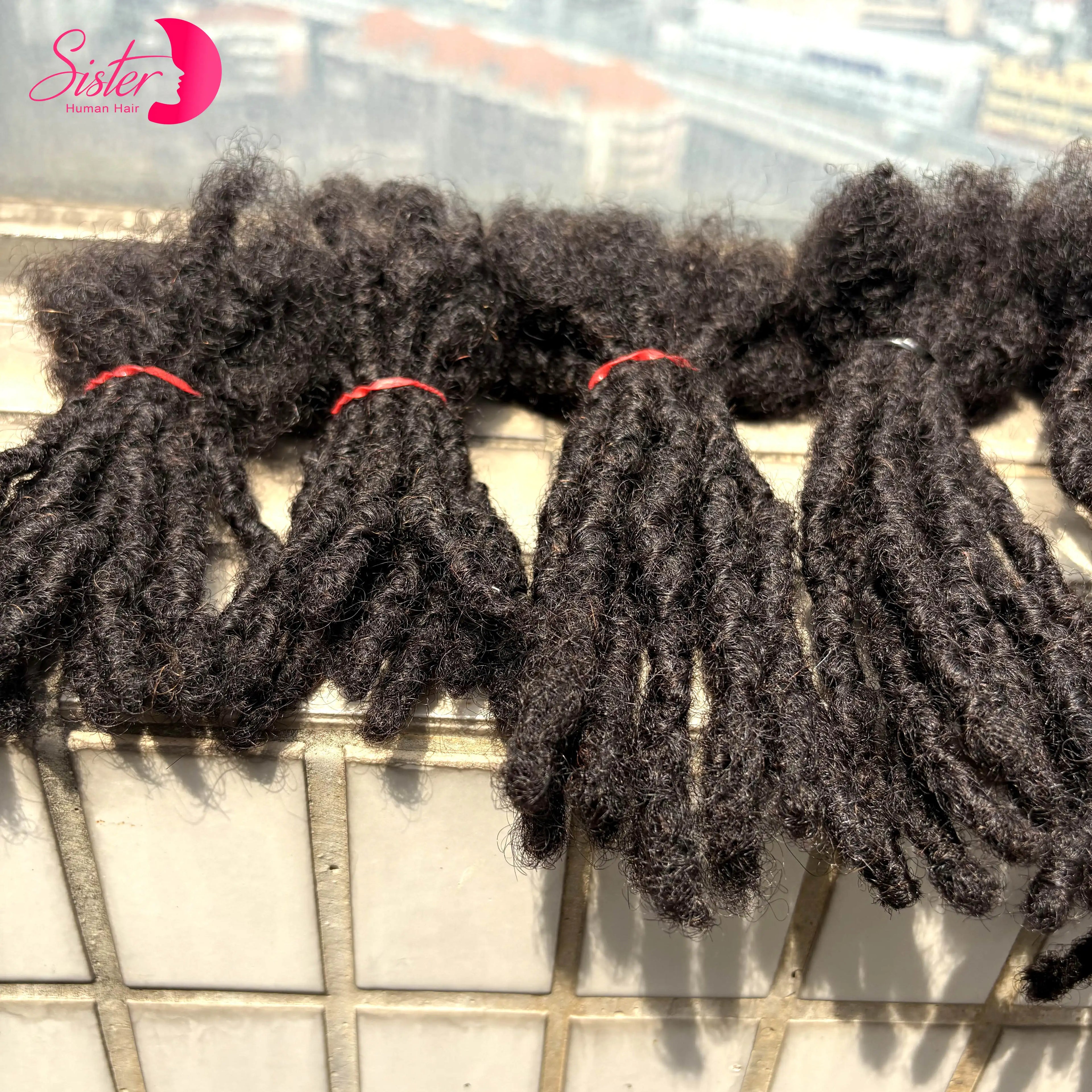 4-8 Inch 100% Human Hair Inter Loc Extensions 0.6cm Width Full Handmade Dreadlock Extensions for Men Women Kids Can Be Dye
