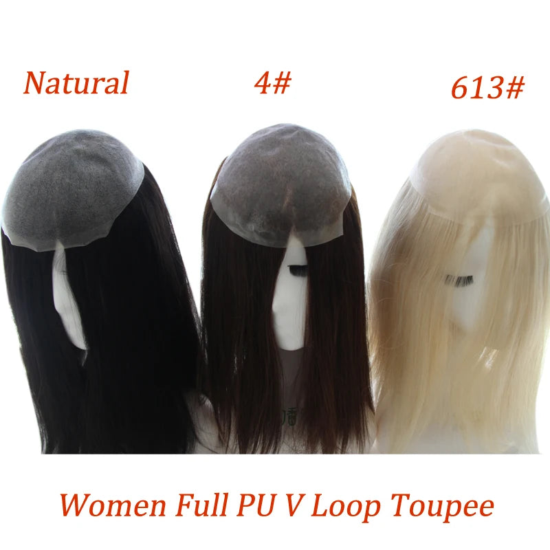Women Toupee HDWIGS 100% Real Human Hair Wigs for Women Full PU Thin Skin Hair System Soft Human Hairpiece Natural Blonde Hair