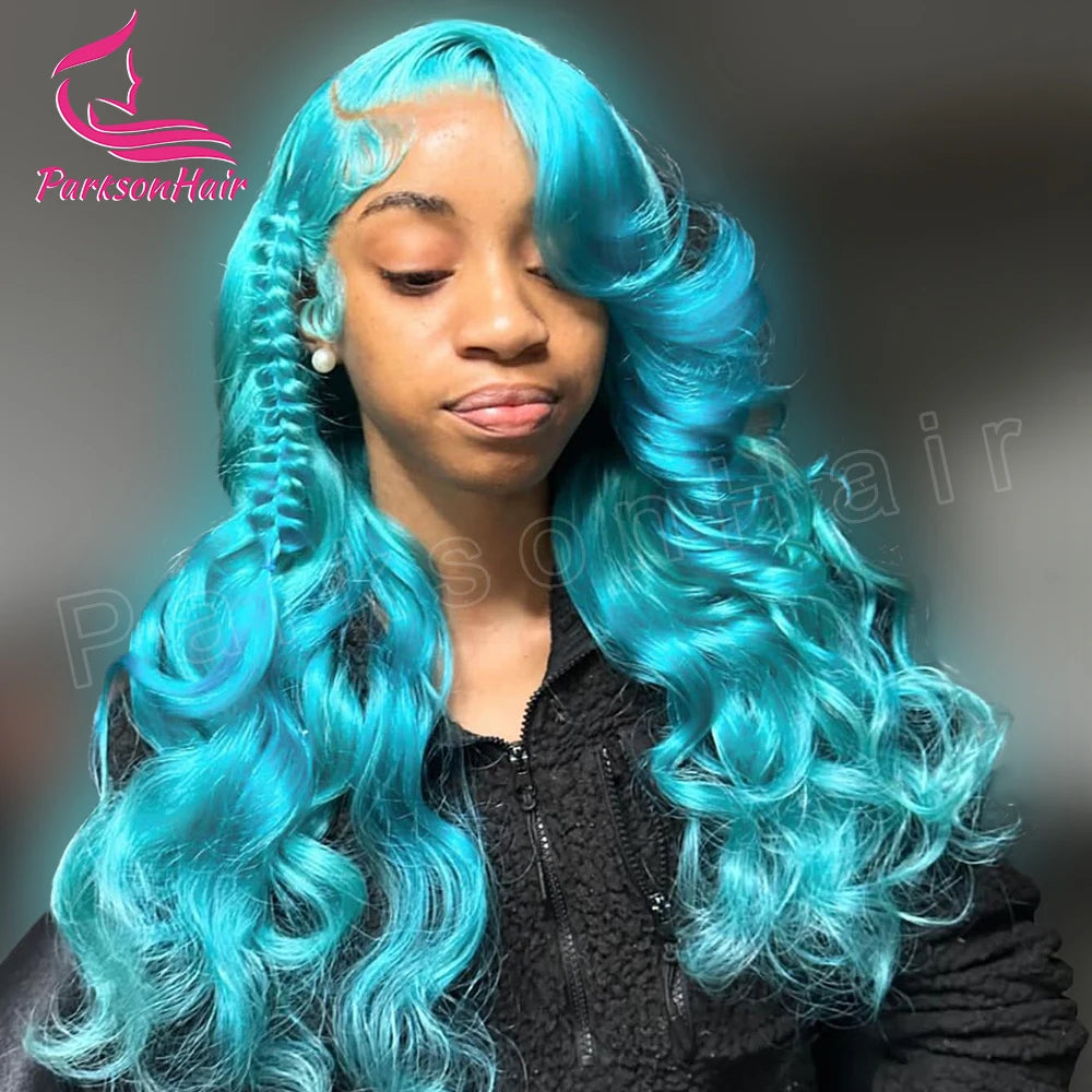 Blue Remy Hair Wear And Go Glueless Human Hair Wigs Brazilian 13x6 HD Lace Frontal Human Hair Wigs 613 Colored Ready To Wear