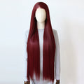 Wine Red Synthetic Lace Front Wig 40inch Long Straight Dark 99J Burgundy Lace Front Synthetic Wig Pre Plucked Natural Hairline