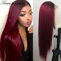 High Quality Pre Plucked Colored Dark Red Bone Straight 2026 13x4 Lace Frontal Wigs Brazilian Human Hair Women Cosplay Customize