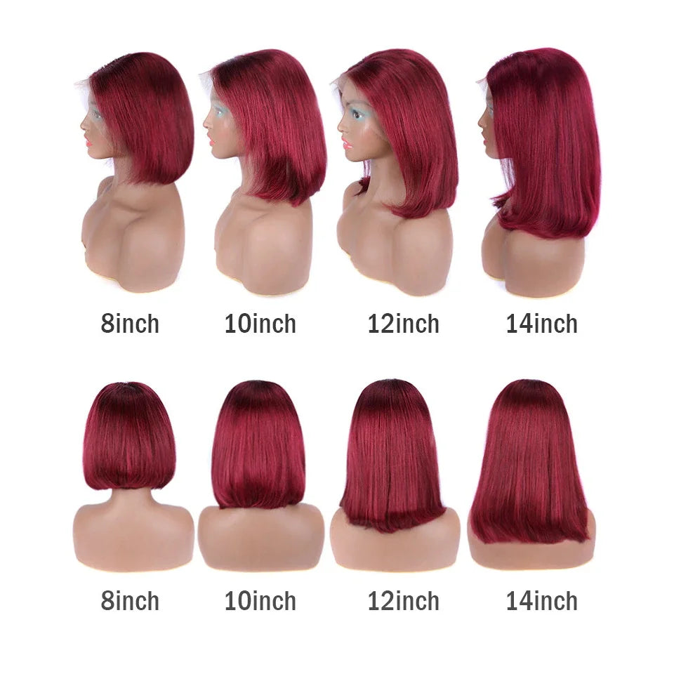 Bob Wigs 10 Inch Real 100% Human Hair HD 13×4 Front Lace Wig For Women Professional Colored Human Hair Wigs