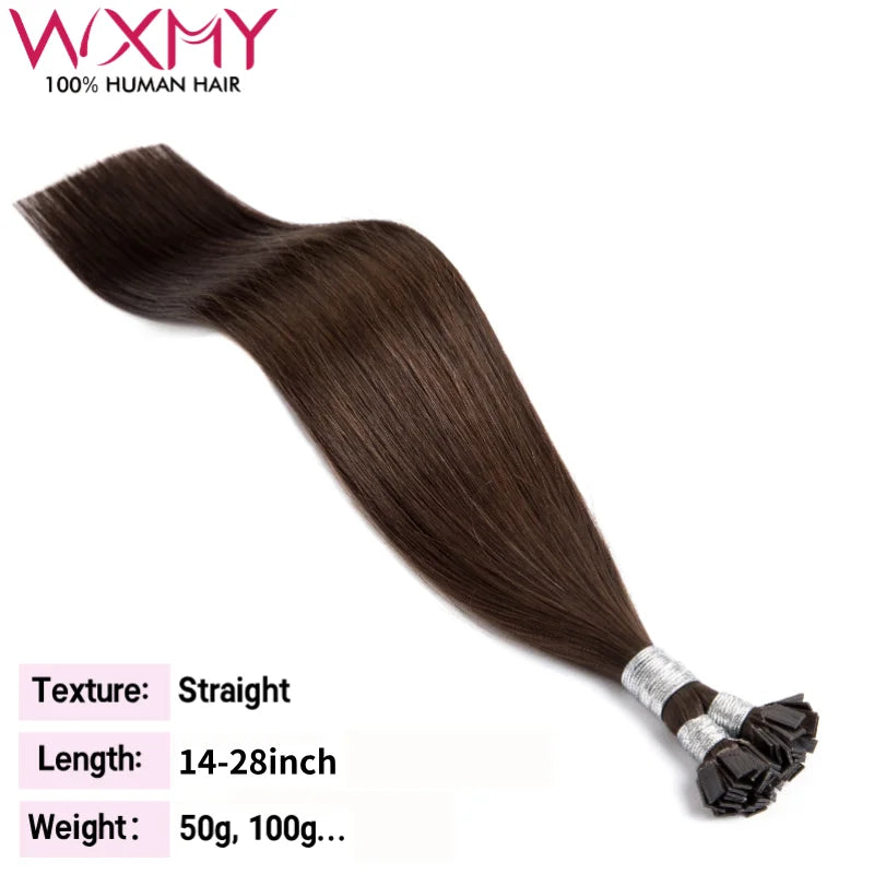 Straight Flat Tip Hair Extension High Quality Real Remy Human Hair Keratina Fusion Human Hair for Women Extensions 12-24Inch