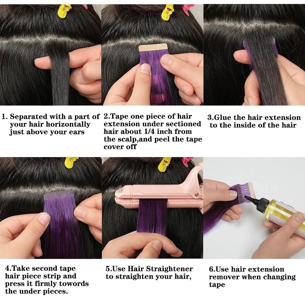 ShowCoco Light Yaki Straight Tape In Human Hair Extensions For Black Women 100% Remy Hair Nautral Color Invisible Tape