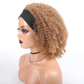 Headband Wig Synthetic Curly Short African American Wigs Afro Wig with Headbands Black Women's Synthetic Afro Wigs with Bandage