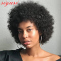 Short Afro Curly Human Hair Wigs 8 Inch Malaysian Remy Curly Afro Hair Wig Full Machine Made Pixie Cut Wigs with Bangs for Women