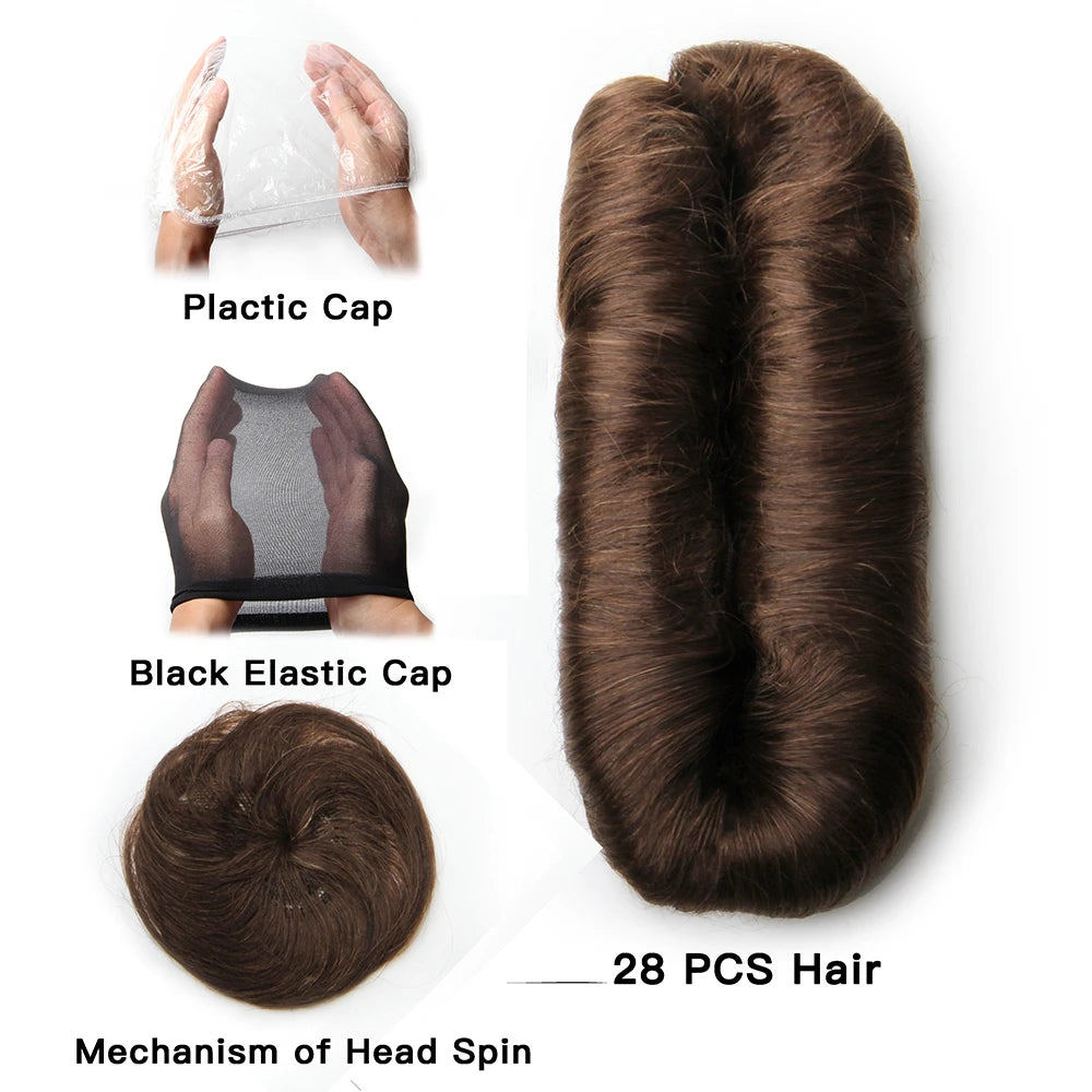 28pcs/Lot Human Hair Extensions Indian Raw Human Hair Bundles with Closures 1B 99J 30 4 Colored Bundles for Women