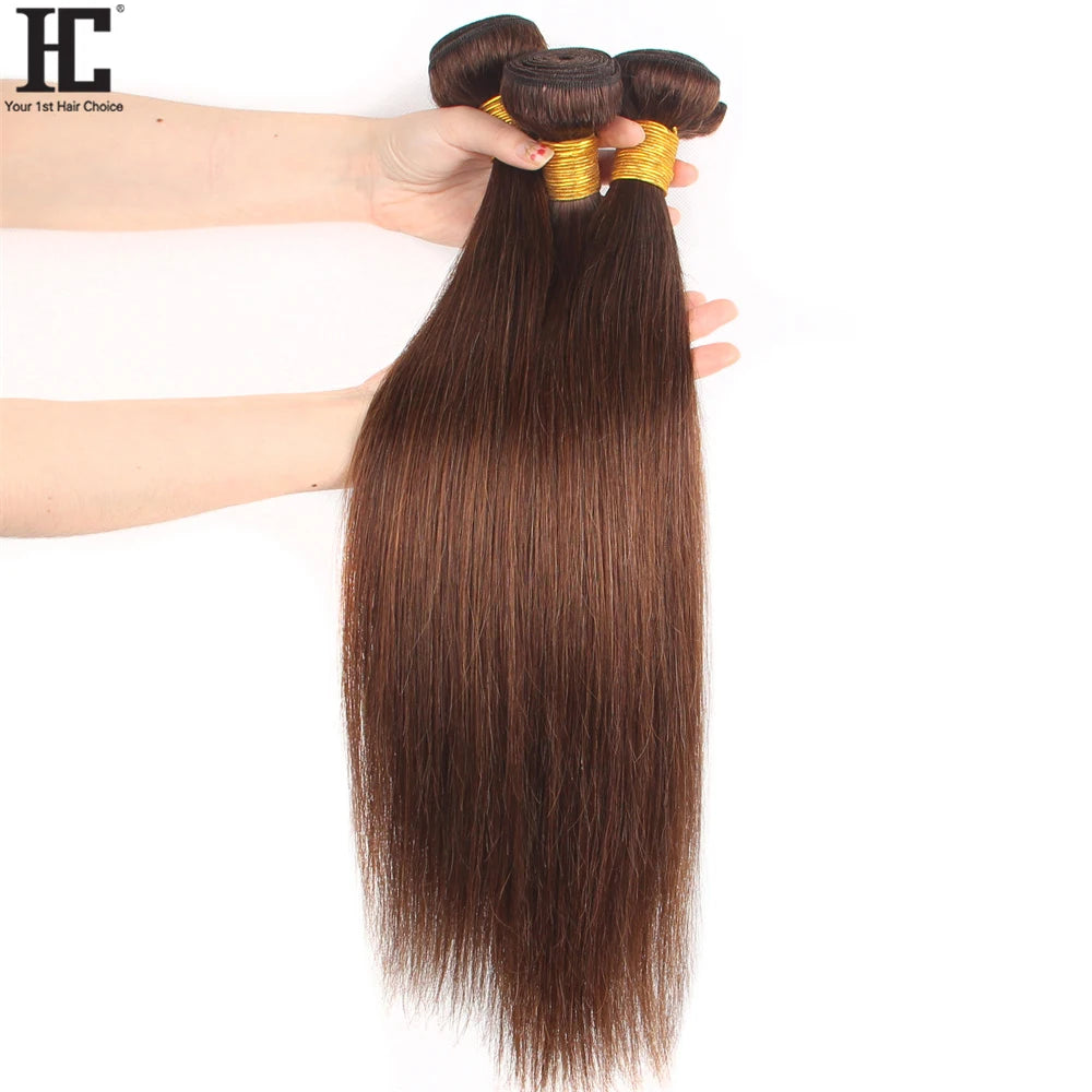 #4 Light Brown Straight Human Hair Bundles 8-30 Inch Cheap Human Hair Extensions For Black Women 1 / 3  Bundles Wholesale