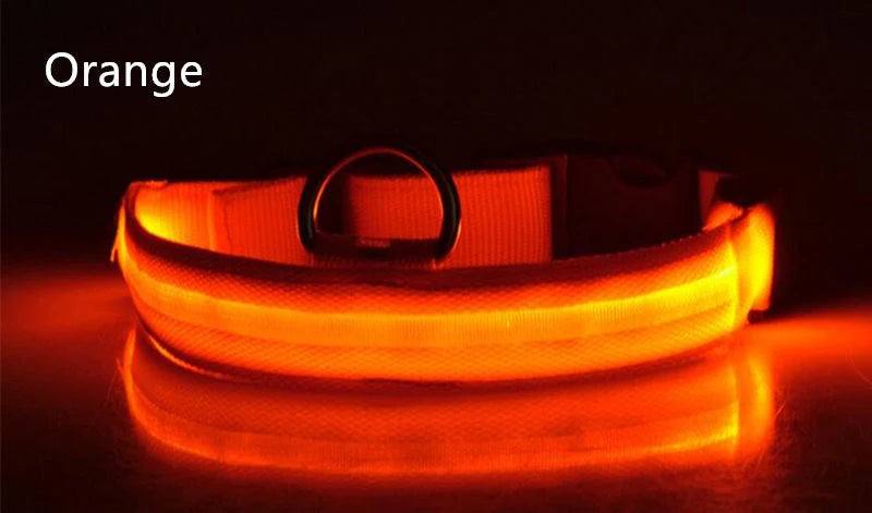 Dog Collar LED Light Electronic Night Safety Anti-Lost Nylon Adjustable Luminous Glowing Collar For Dogs Cats Pet Products Xs-XL