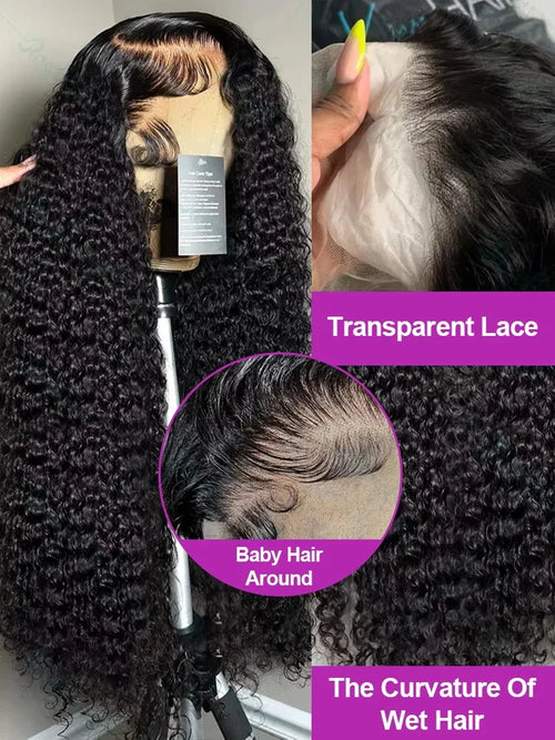 100% Human Hair Kinky Curly Jerry Curly Human Hair Wig 13x4 13x6 HD Lace Frontal Wig 4x4 360 Brazilian 300% Density 40 Inch Wigs
