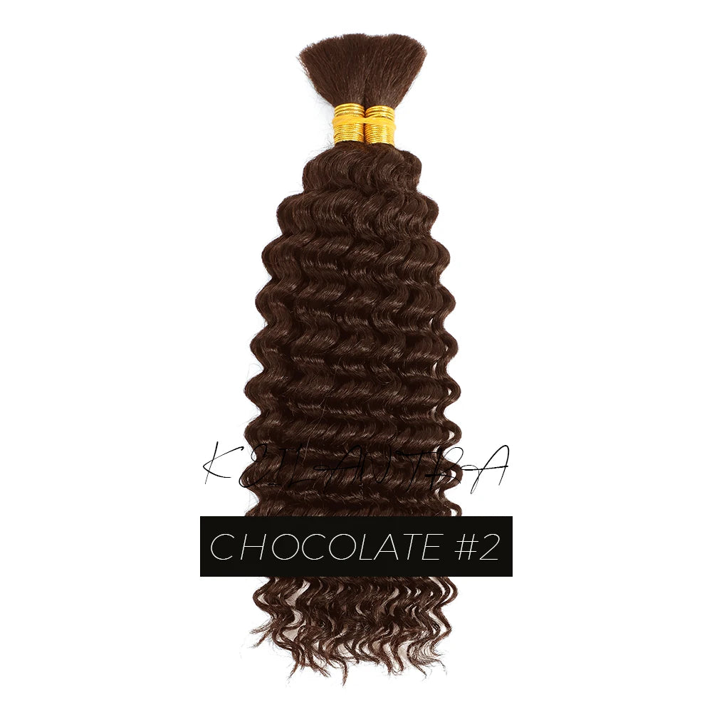 Boho Braids Human Hair Curly Hair Bundles Bulk for Braiding Deep Wave 2 Bundles 100g No Weft Human Hair Bundles Hair Extension