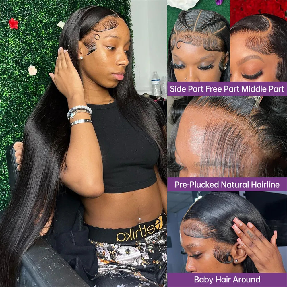 Bone Straight 13x4 13x6 Hd Lace Front Wig Remy For Black Women 30 40 Inch 360 Hd Lace Frontal Wigs 100% Human Hair Wig Brazilian