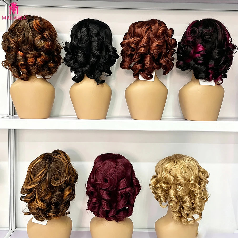 Colorful Double Drawn 330% Density 5x5 Transparent Front Lace Loose Bouncy Curly Wig Loose Bouncy 100% Human Hair Wig for Women