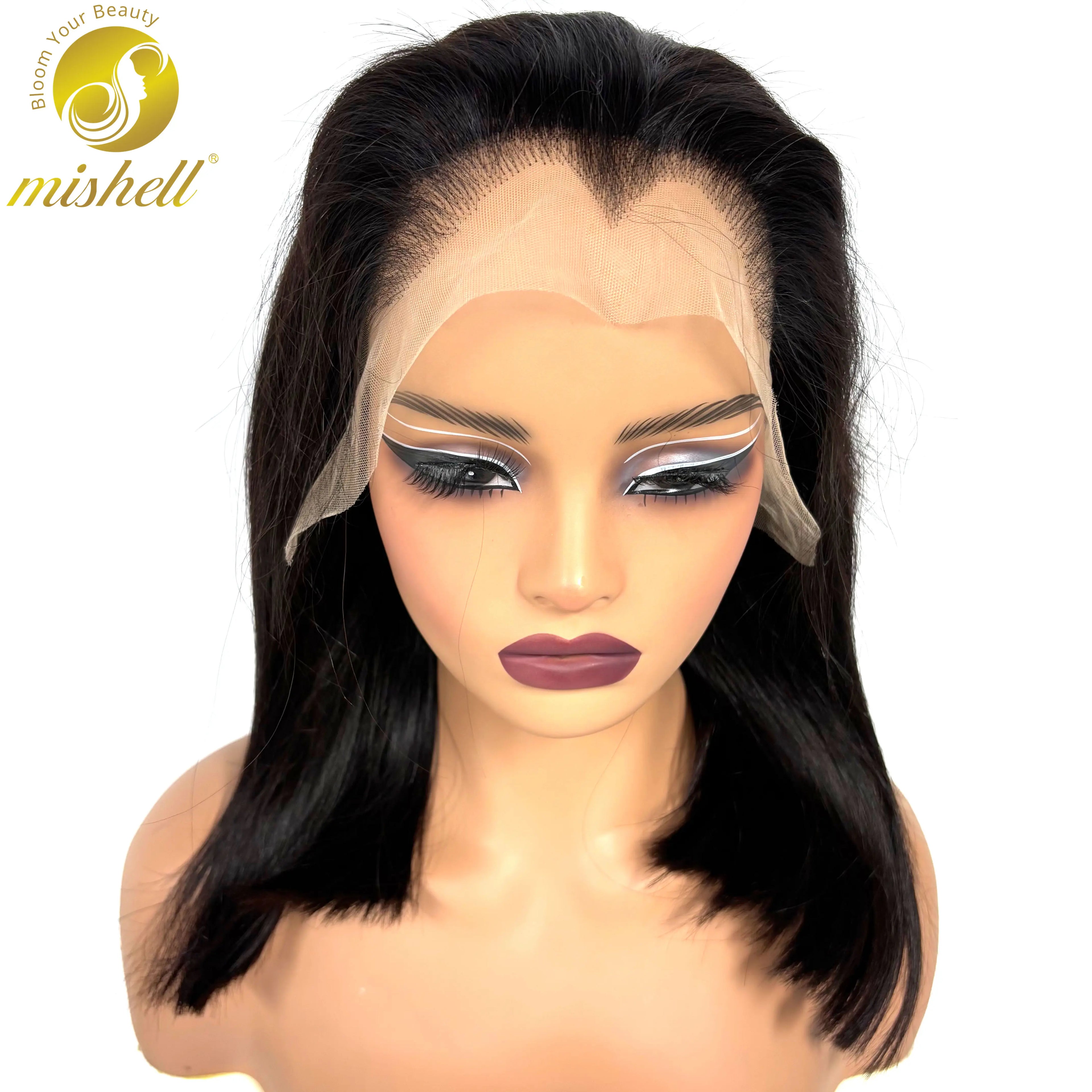 20 22inch 13x4 M-Line Lace Frontal Straight Human Hair Wig Bob Wigs 300% Density Natural PrePlucked Remy Hair Wigs For Women