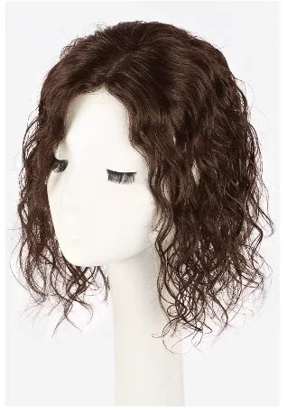 30cm Short Curly Wavy Hair Topper for Women Real Human Hair Natural Black Swiss Lace Base Clip in Topper Wiglet Hairpiece 9X14cm
