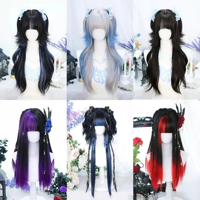 Lace Front Wolf Cut Wig - Short Curly Anime Cosplay Hair with Bangs - Korean Style Wolf Tail Hairpiece for Women (Pre-Plucked)