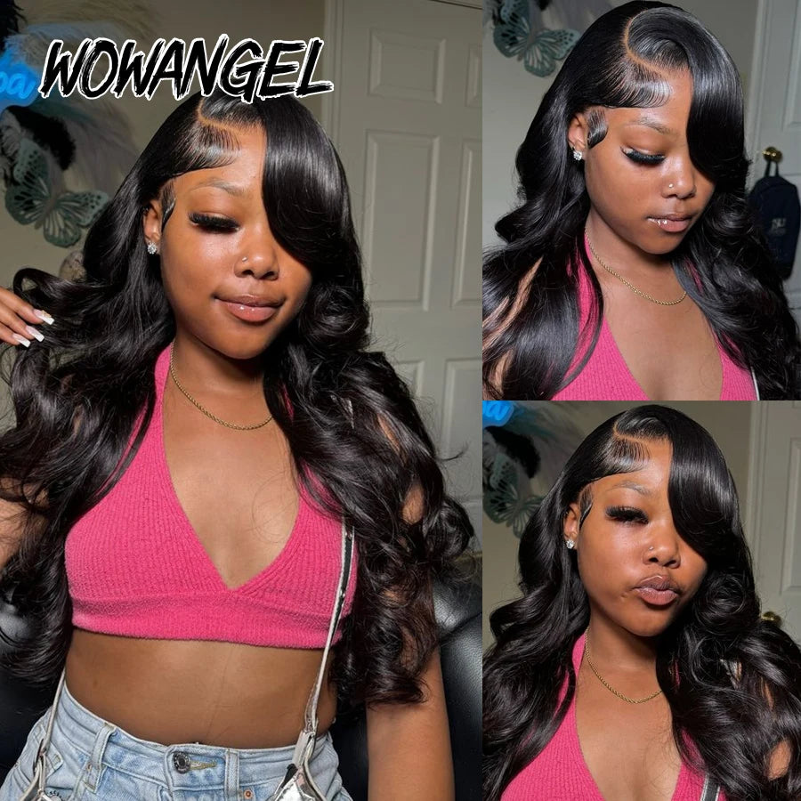Wow Angel 13x6 HD Lace Front Wigs 250% Remy Hair Body Wave Human Hair Wigs HD Lace Wigs Pre Plucked Wear To Go Wigs for Women