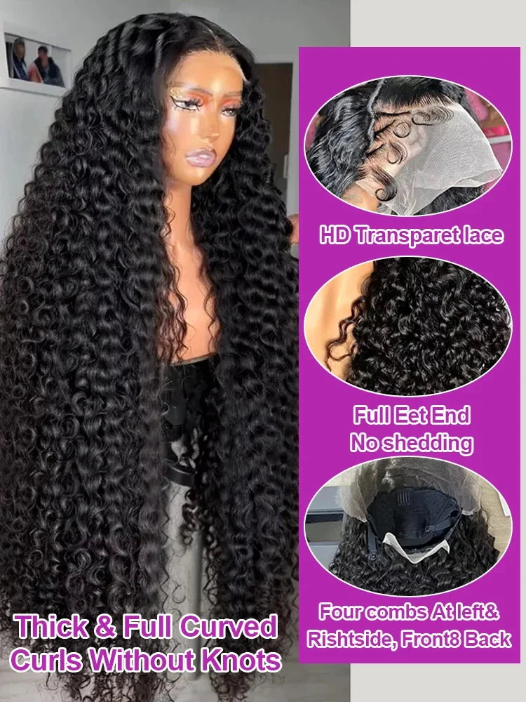 100% Human Hair Kinky Curly Jerry Curly Human Hair Wig 13x4 13x6 HD Lace Frontal Wig 4x4 360 Brazilian 300% Density 40 Inch Wigs
