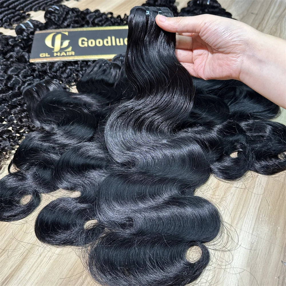 15A Super Double Drawn Body Wave Human Hair Bundles 100% Brazilian Raw Human Hair 1/3/4 Bundles for Women Millionaire Queen
